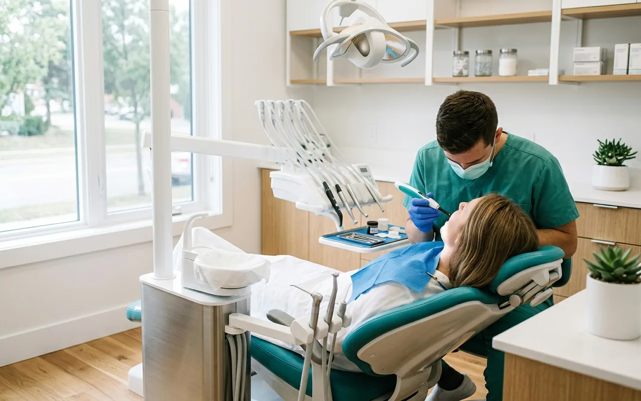 Photo : chirurgien-dentiste libéral en cabinet (visuel à fournir)