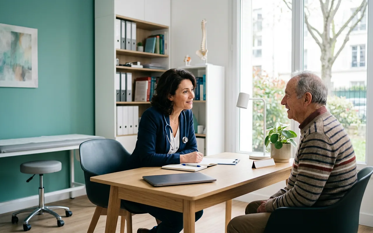 Photo : médecin libéral en consultation (visuel à fournir)